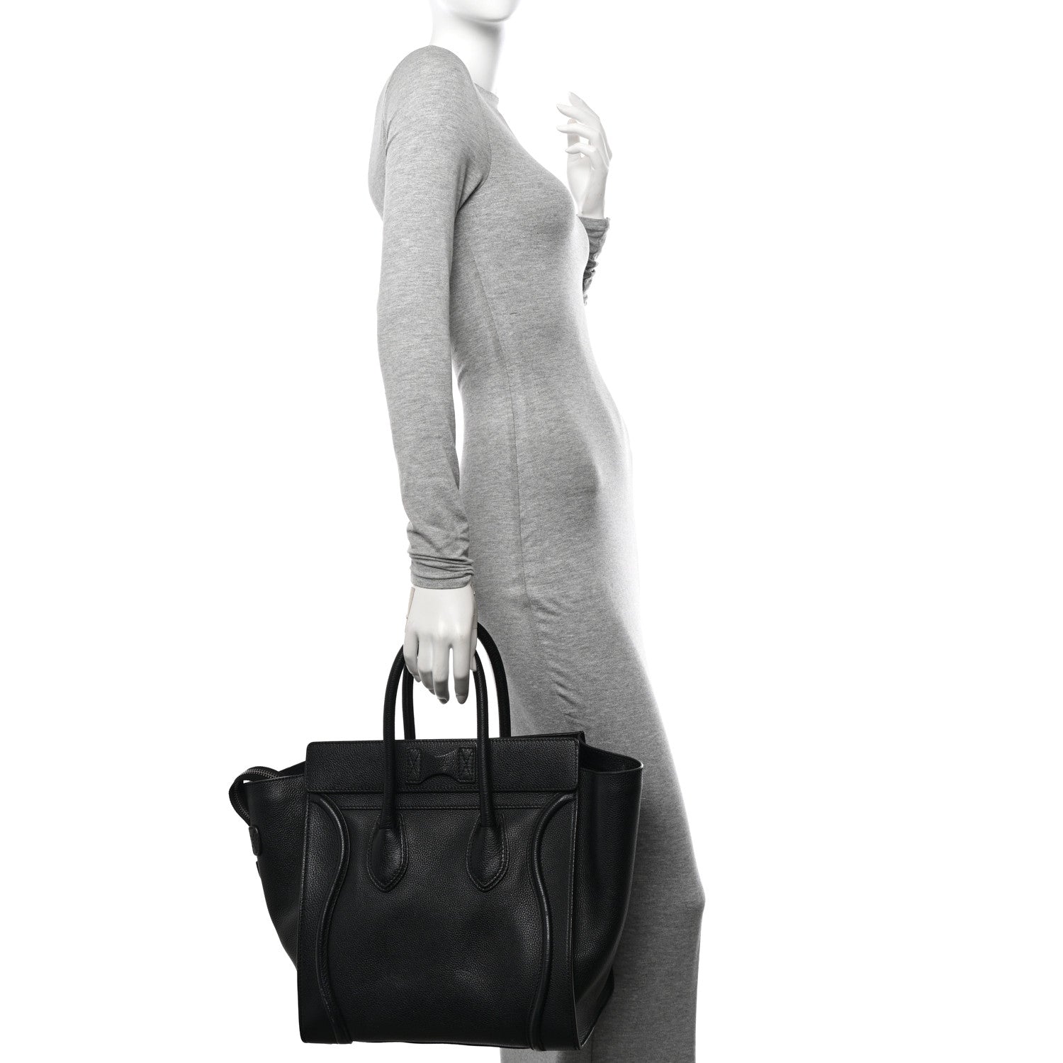 Celine Drummed Calfskin Mini Luggage Black 2 of 10