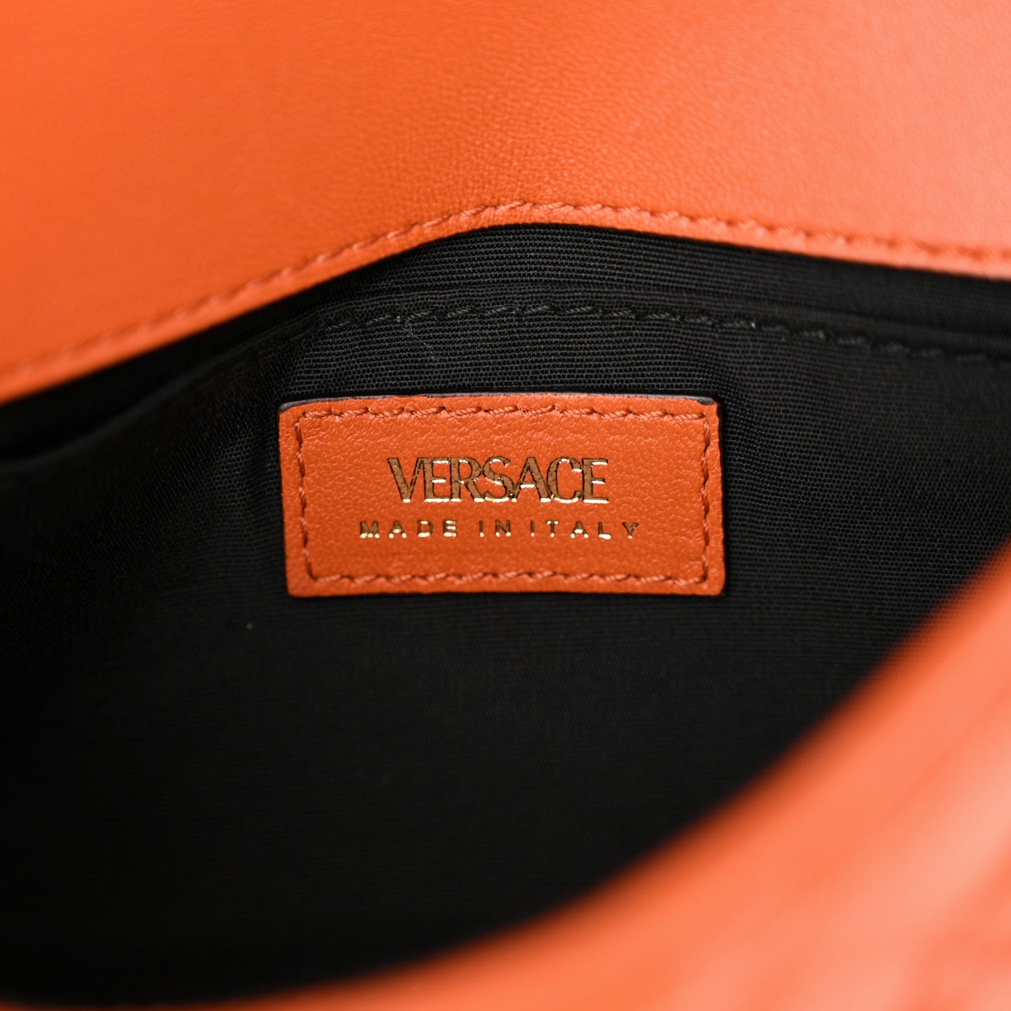 Nappa Quilted Small Medusa Chain Crossbody Dark Orange