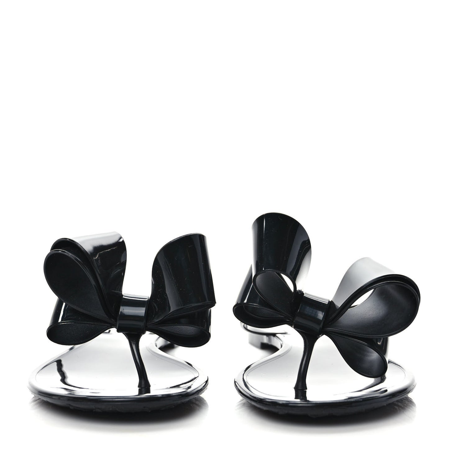 PVC Jelly Bow Thong Sandals 37 Black