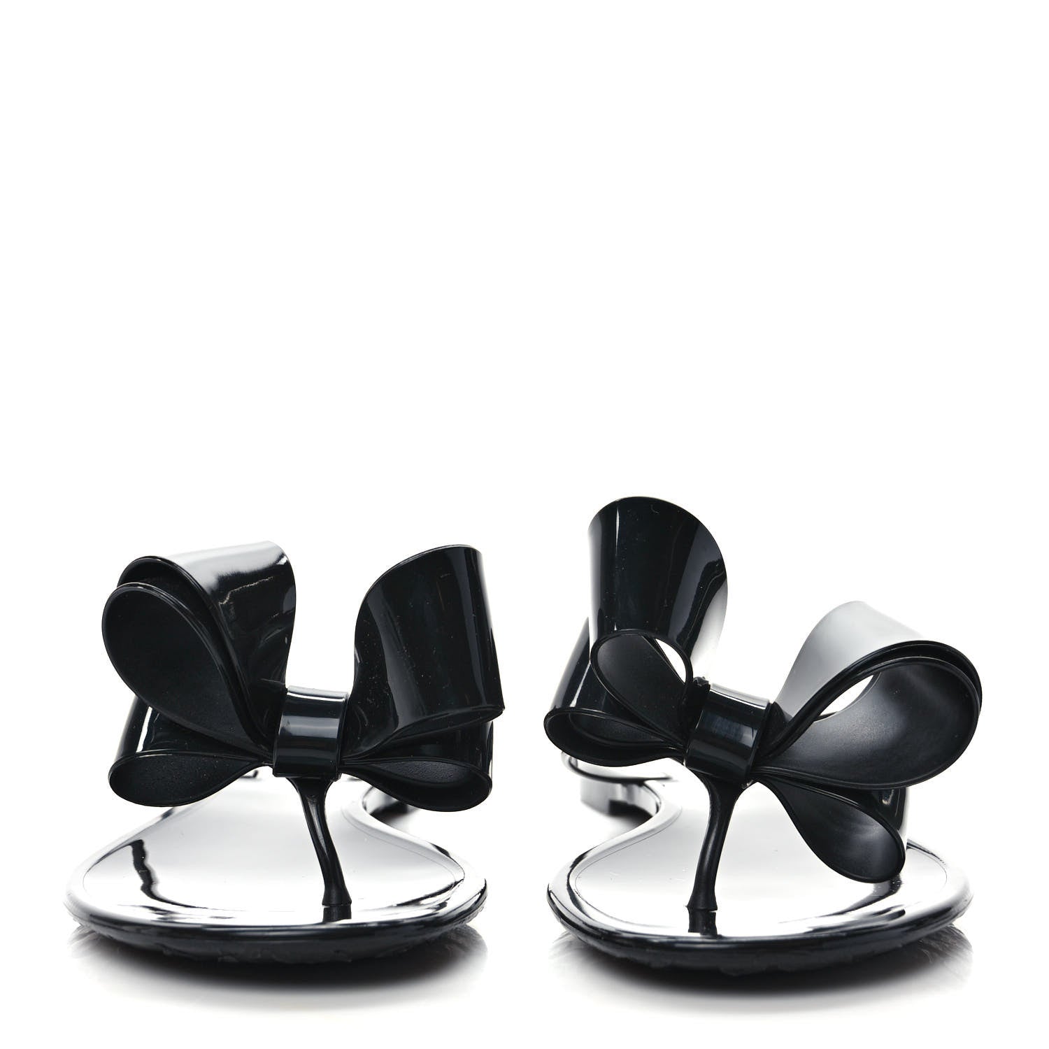 Valentino Garavani PVC Jelly Bow Thong Sandals 37 Black 2 of 8
