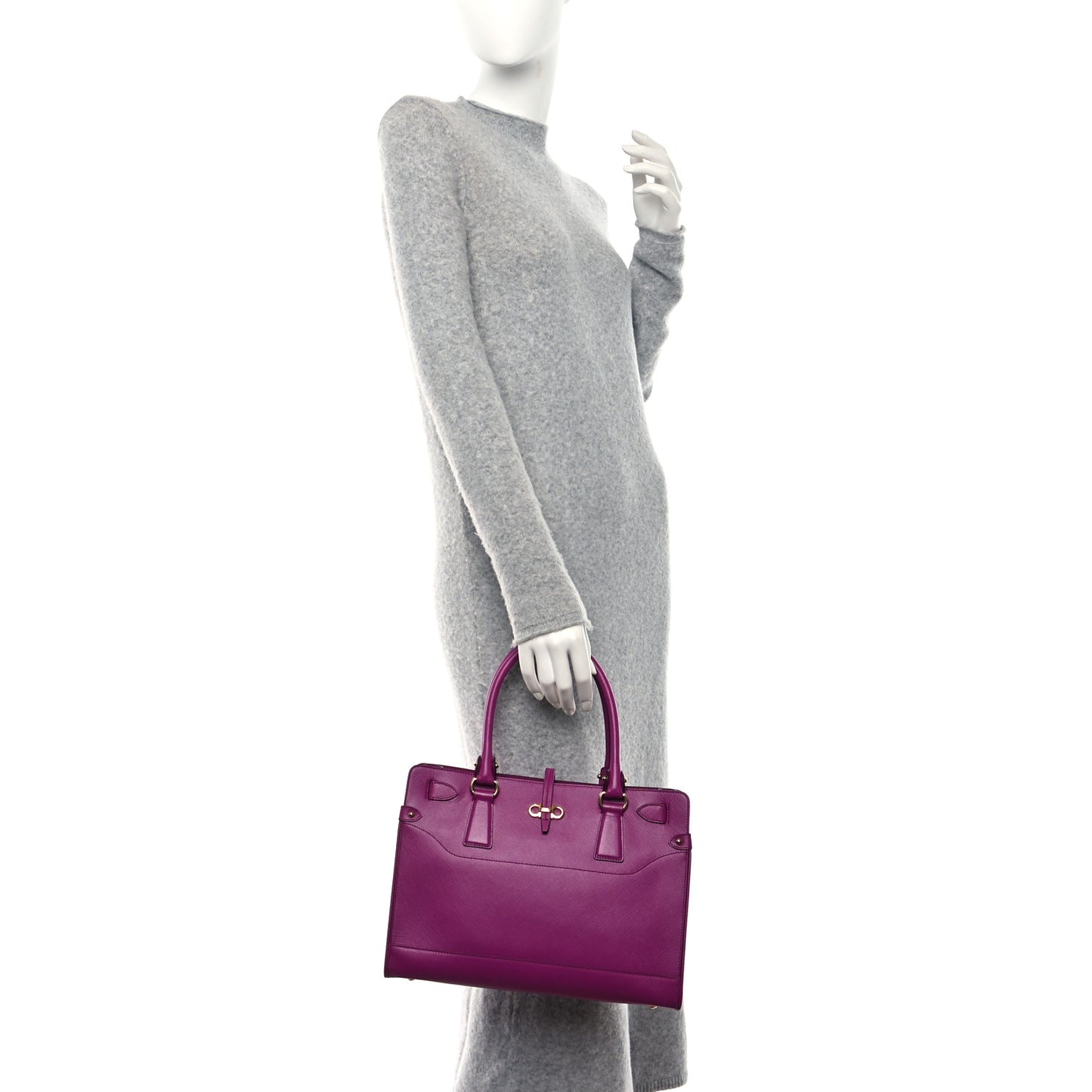 Printed Calfskin Briana Tote Purple
