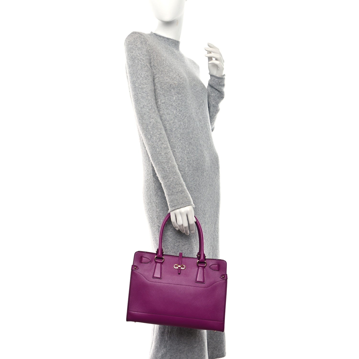 Salvatore Ferragamo Printed Calfskin Briana Tote Purple 3 of 8