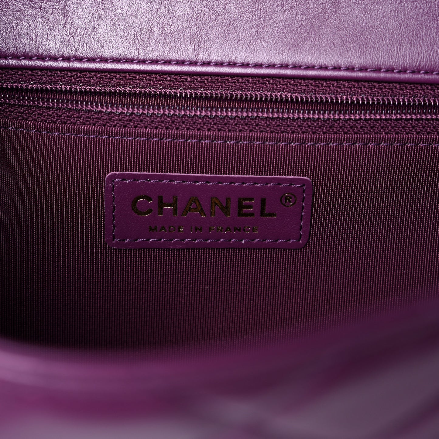 Crumpled Calfskin Medium Chain All Over Flap Purple