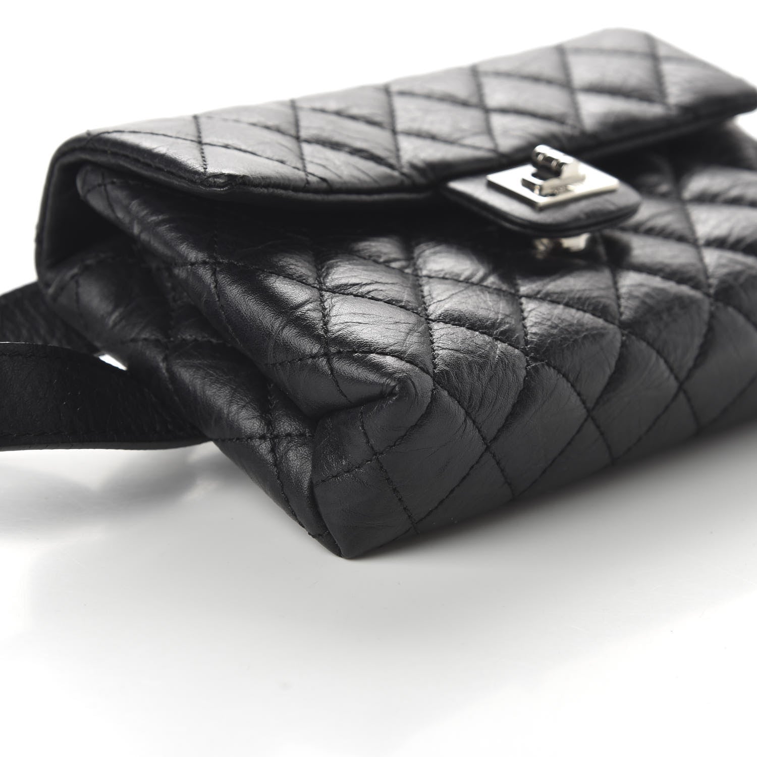 Chanel Aged Calfskin Quilted 2.55 Reissue Flap Belt Bag Clutch Black 6 of 9