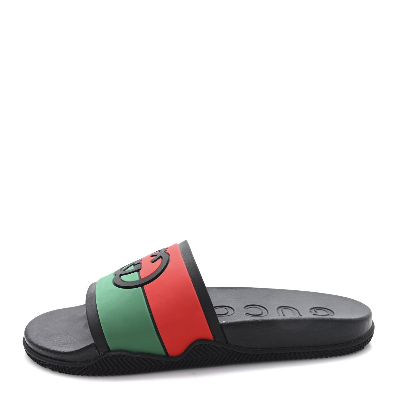 Gucci Rubber Web Womens Interlocking G Slide Sandals 40 Black