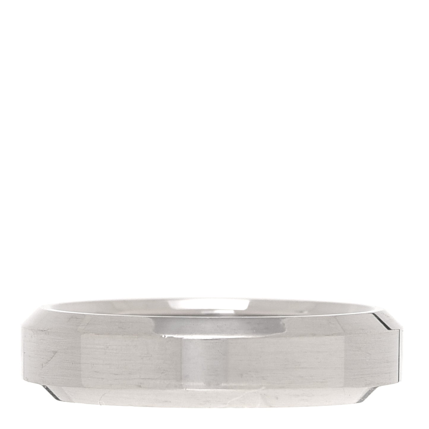 18K White Gold 6mm Beveled Band Ring 62 10