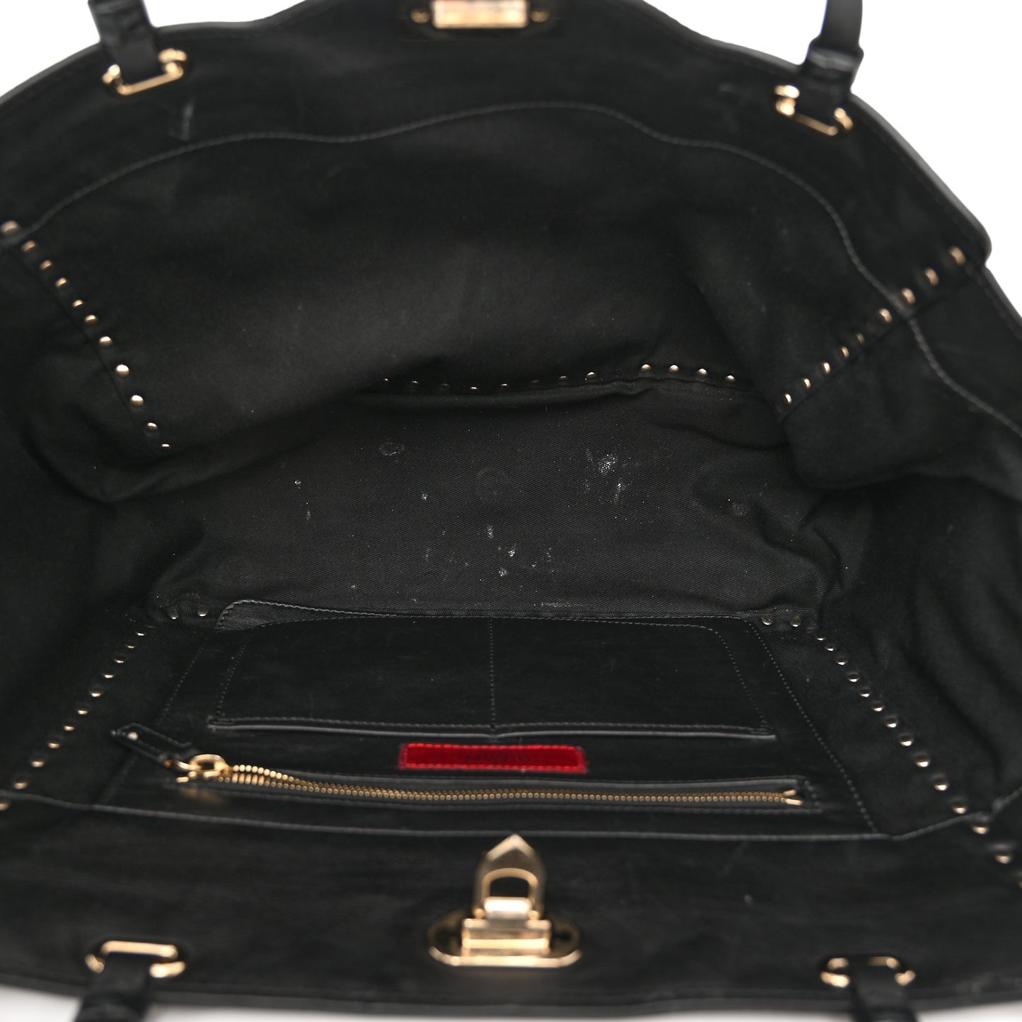 Suede Calfskin Medium Rockstud Tote Black