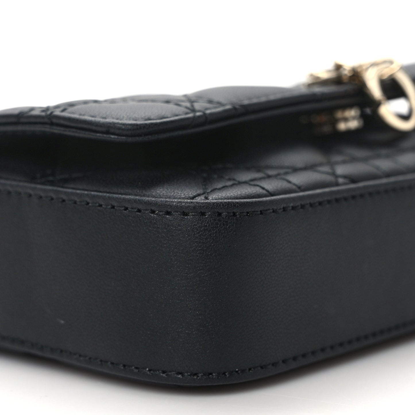 Lambskin Cannage Dior Talk Phone Pouch Black