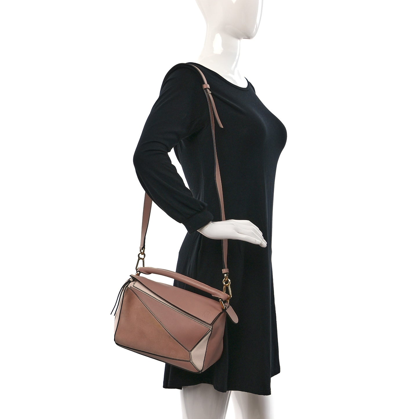 Calfskin Suede Medium Puzzle Bag Blush