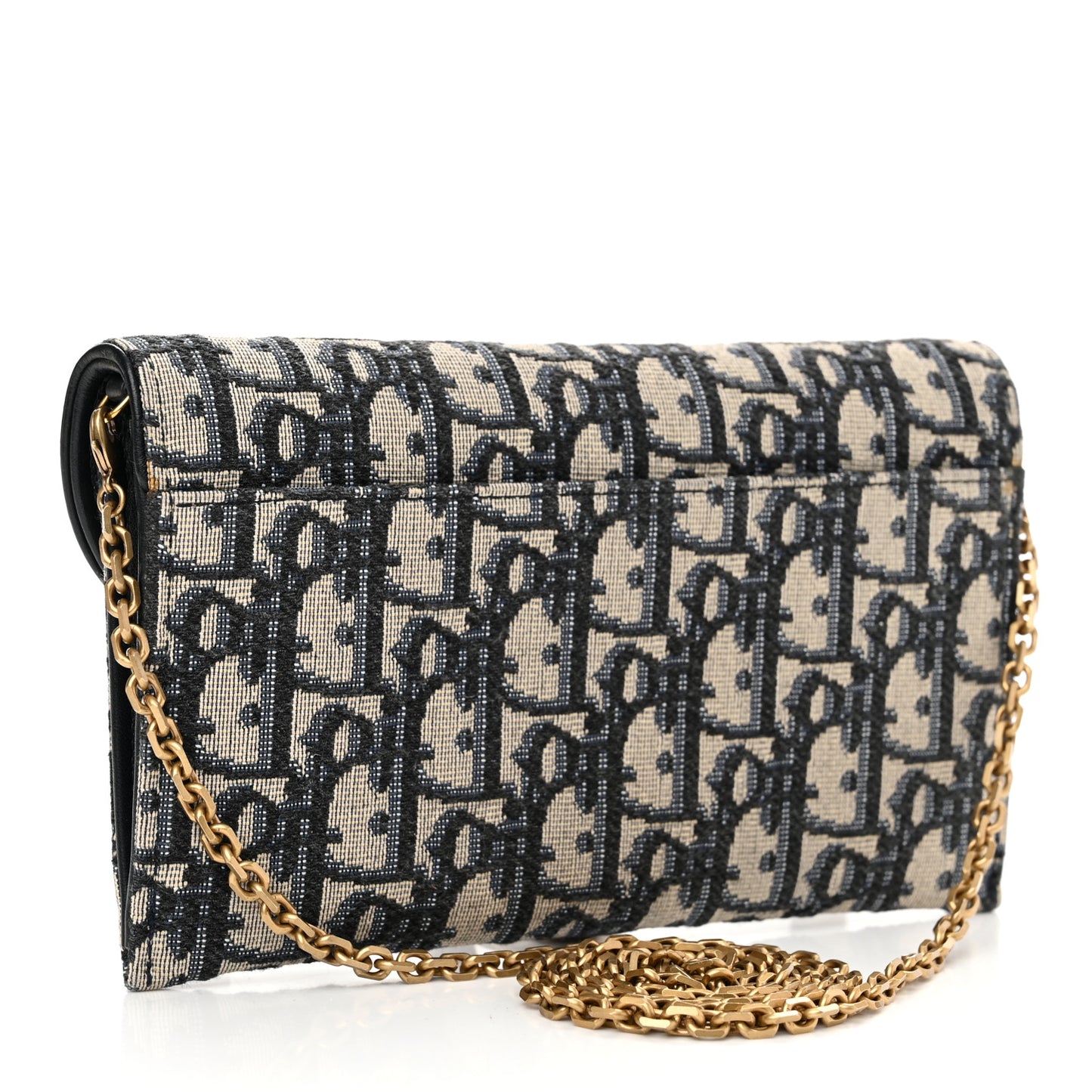 Oblique Saddle Chain Long Wallet Blue
