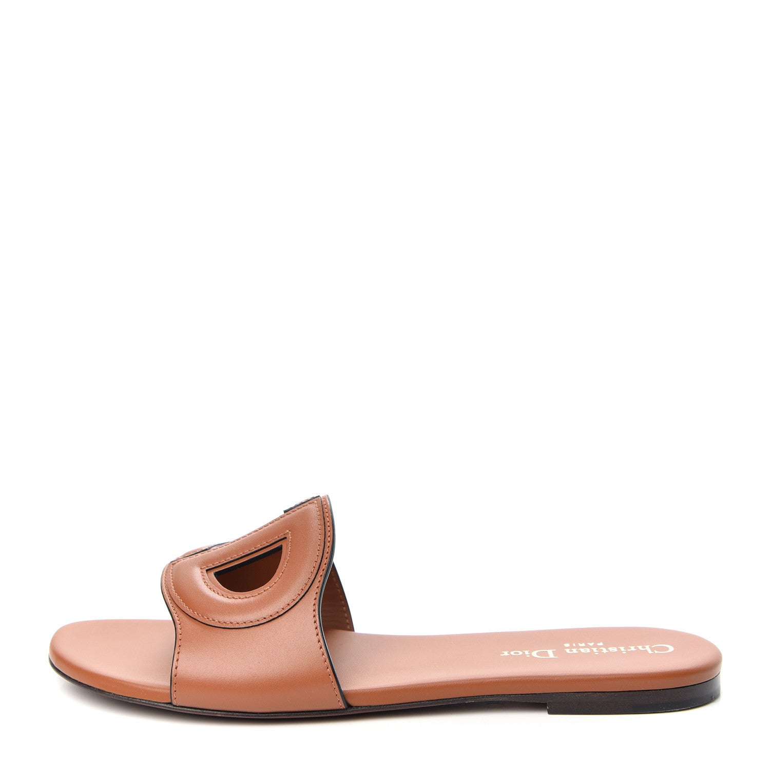 Christian Dior Calfskin D-Club Mule Sandal 38.5 Dark Tan 703164