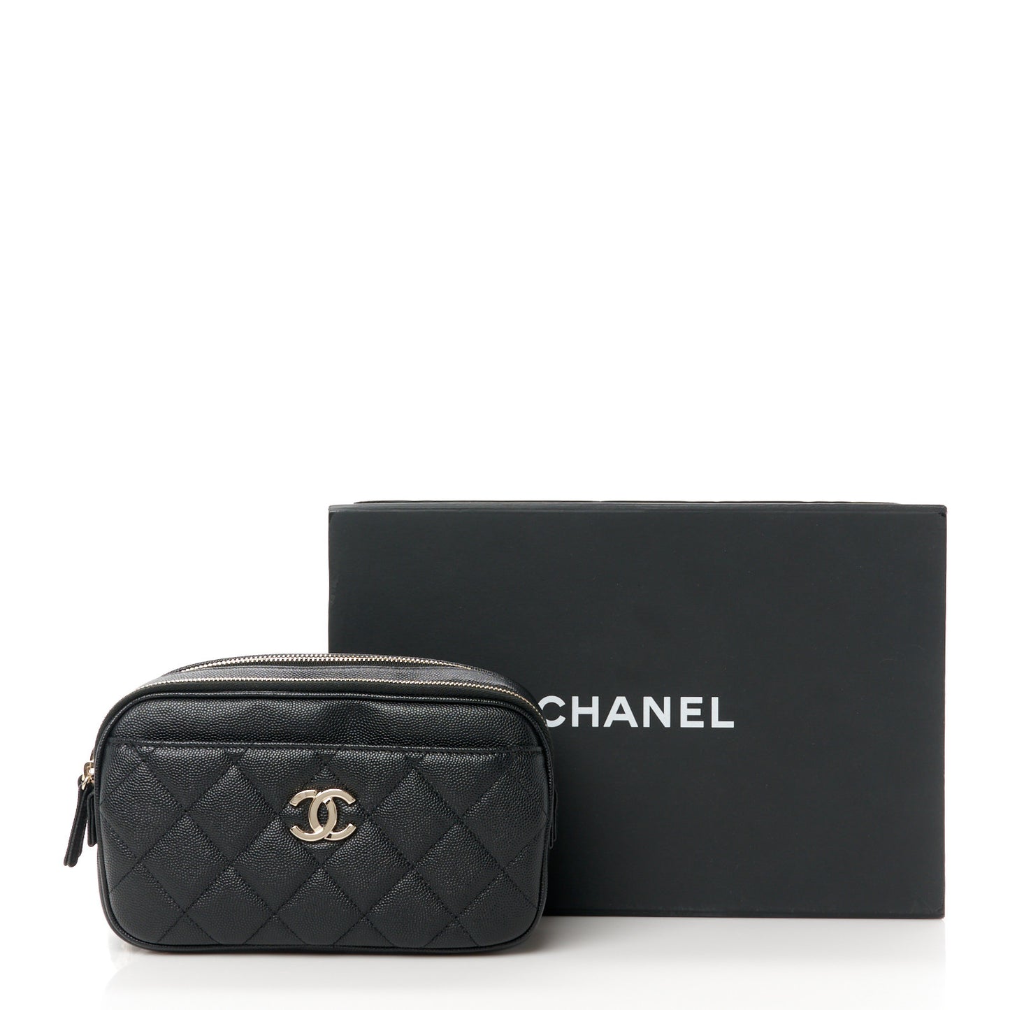 Caviar Quilted Waist Bag With Pouch Black