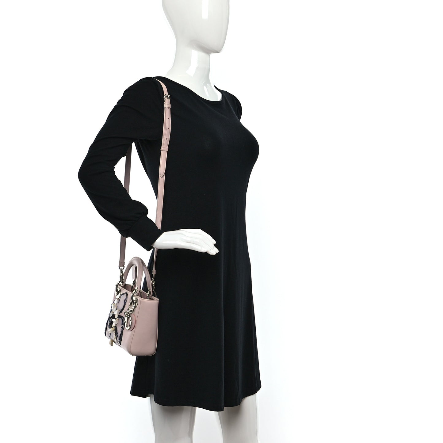 Lambskin Sequin Embroidered Mini Lady Dior Pink