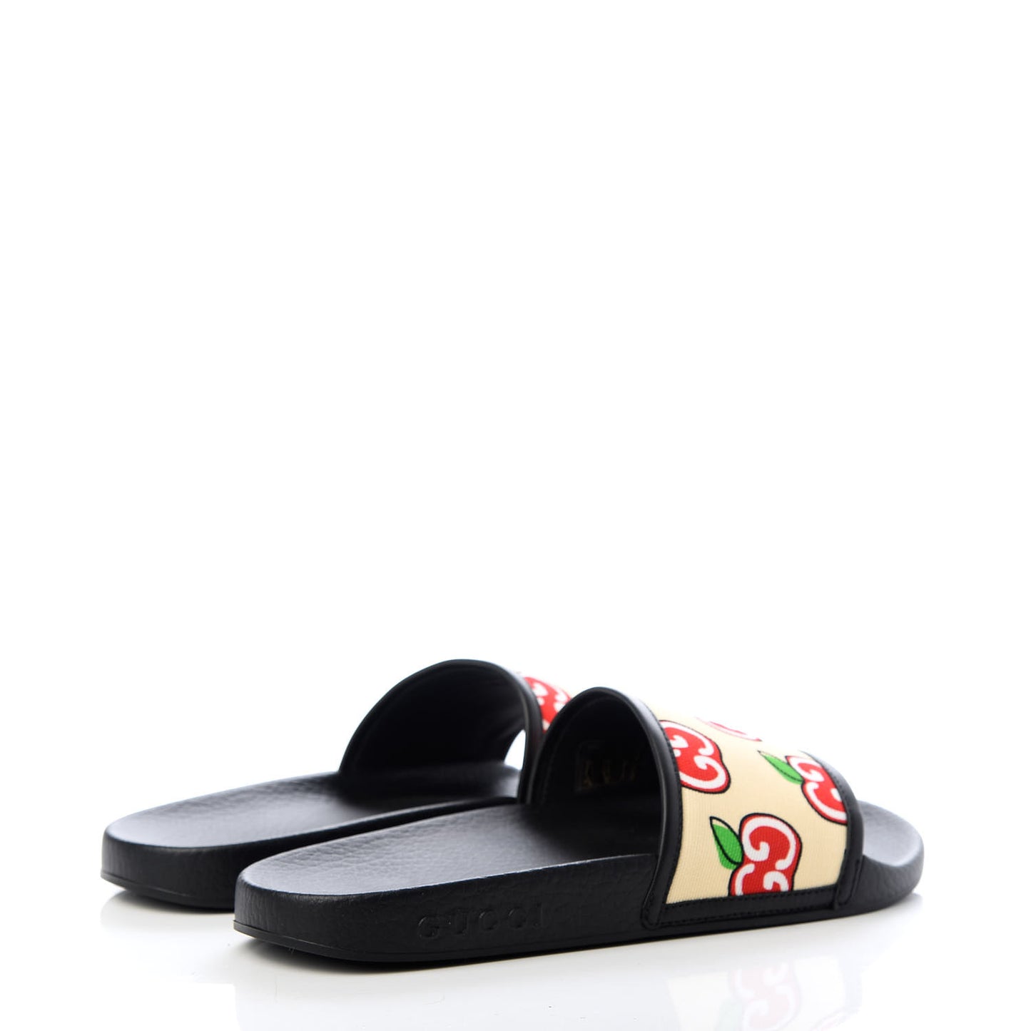 Canvas GG Apple Slide Sandals 37 Ivory Red