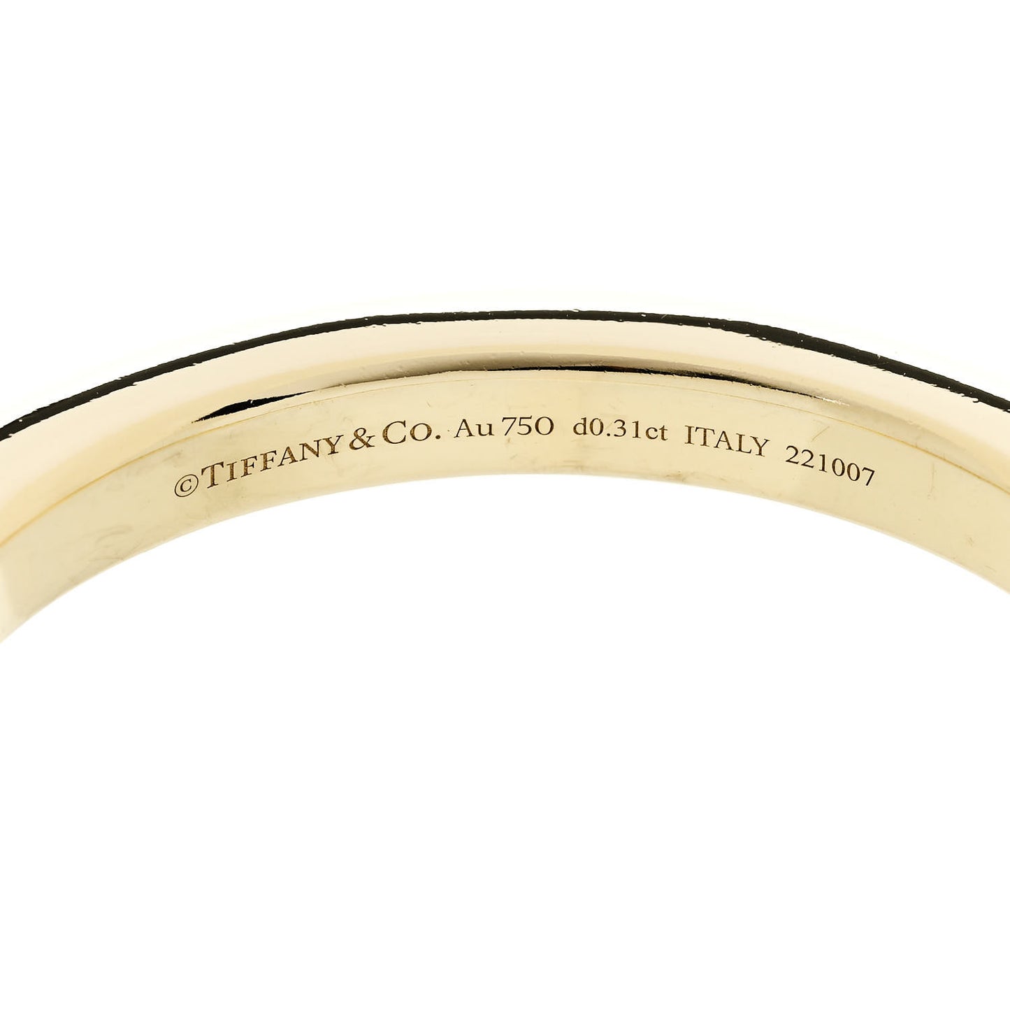 18K Yellow Gold Diamond Tiffany Lock Bangle Bracelet
