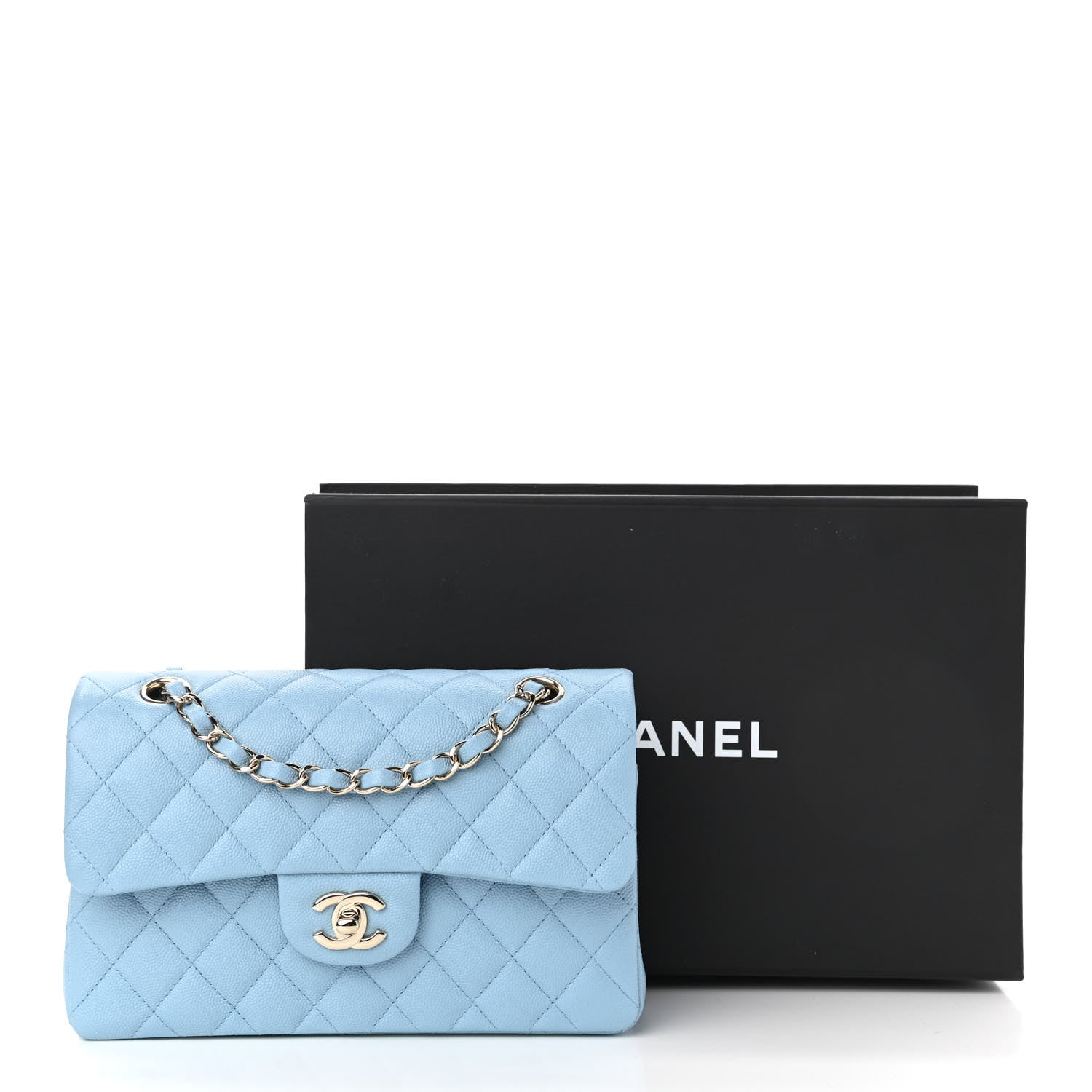 Chanel Caviar Quilted Small Double Flap Light Blue 10 of 10