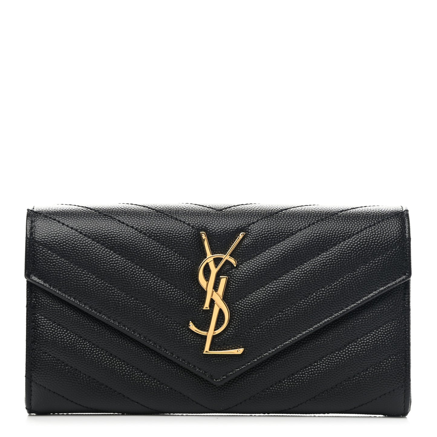 Grain De Poudre Matelasse Chevron Monogram Flap Wallet Black