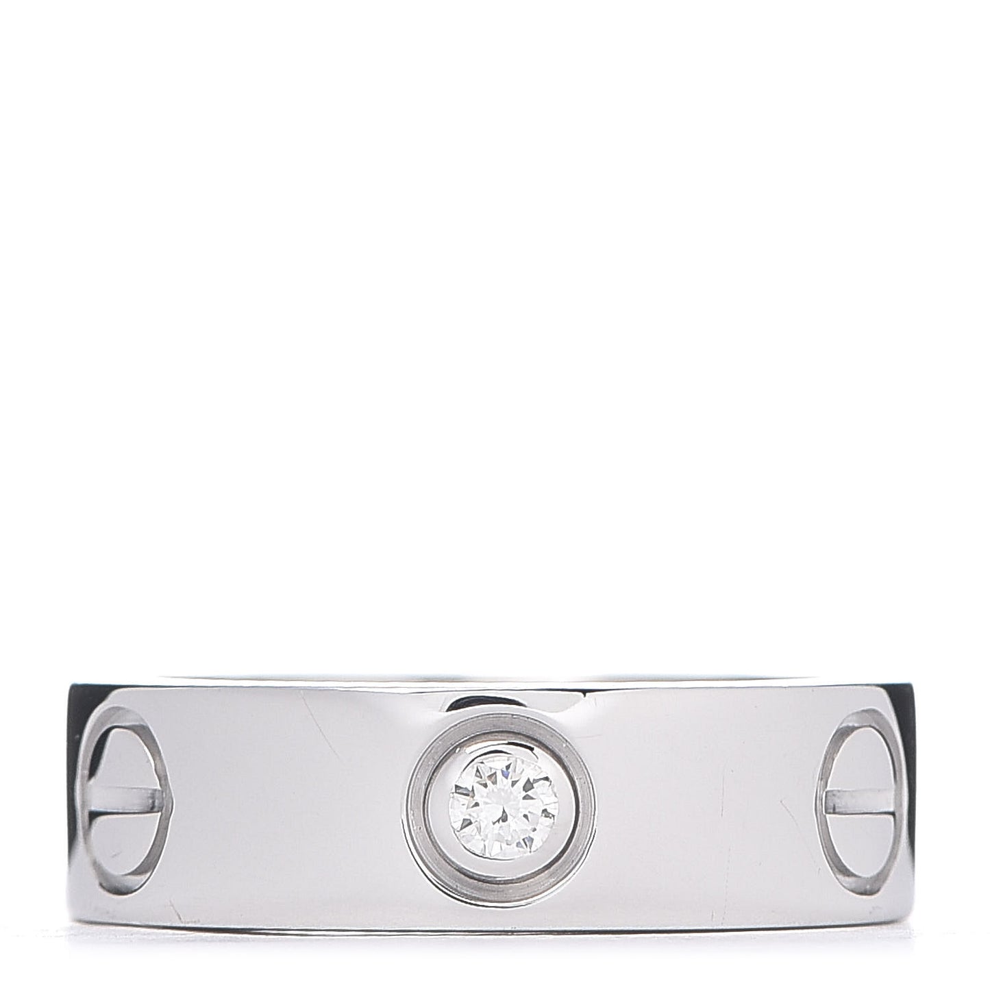 18K White Gold 3 Diamond 5.5mm LOVE Ring 48 4.5