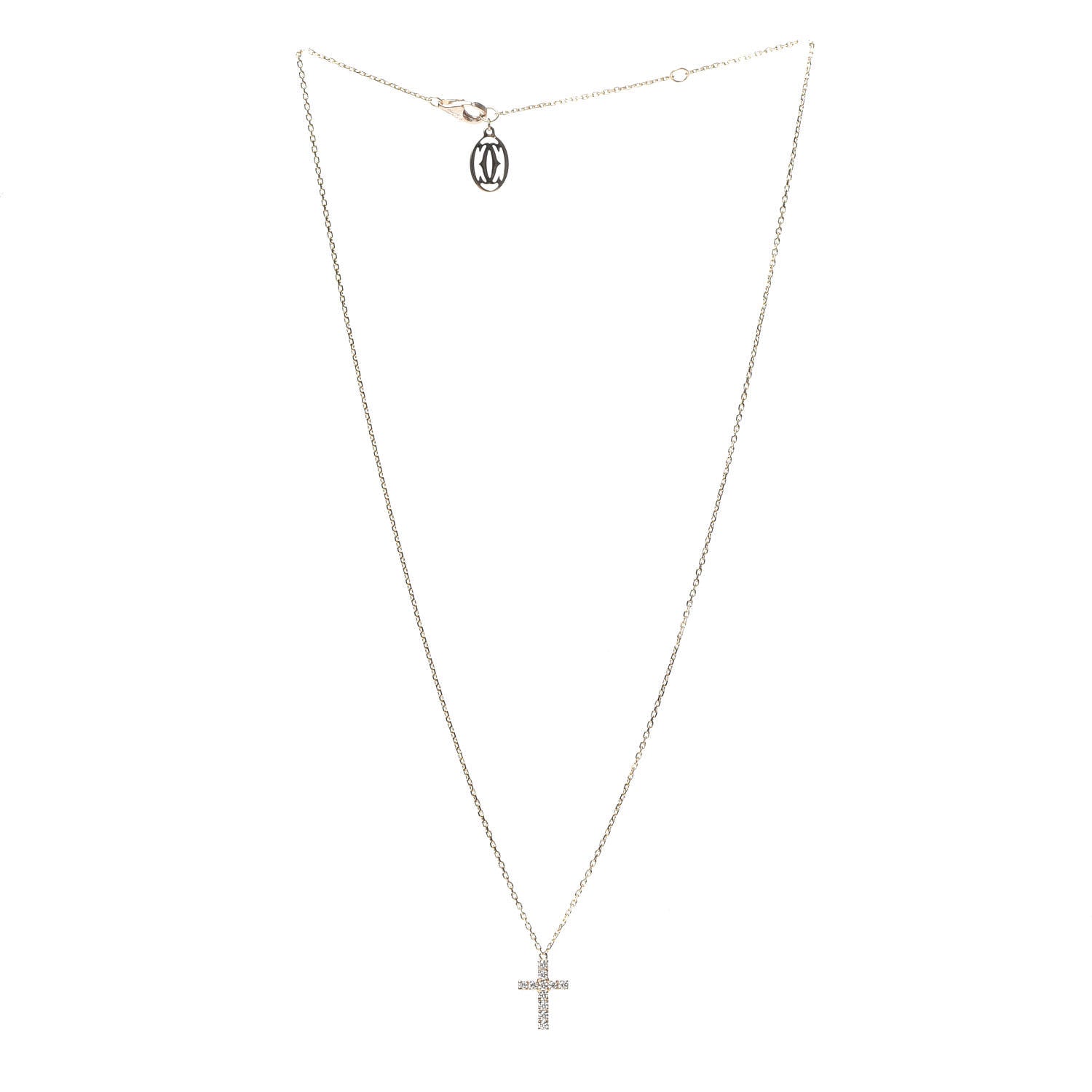 Cartier 18K Pink Gold Diamond Symbols Cross Pendant Necklace 3 of 6