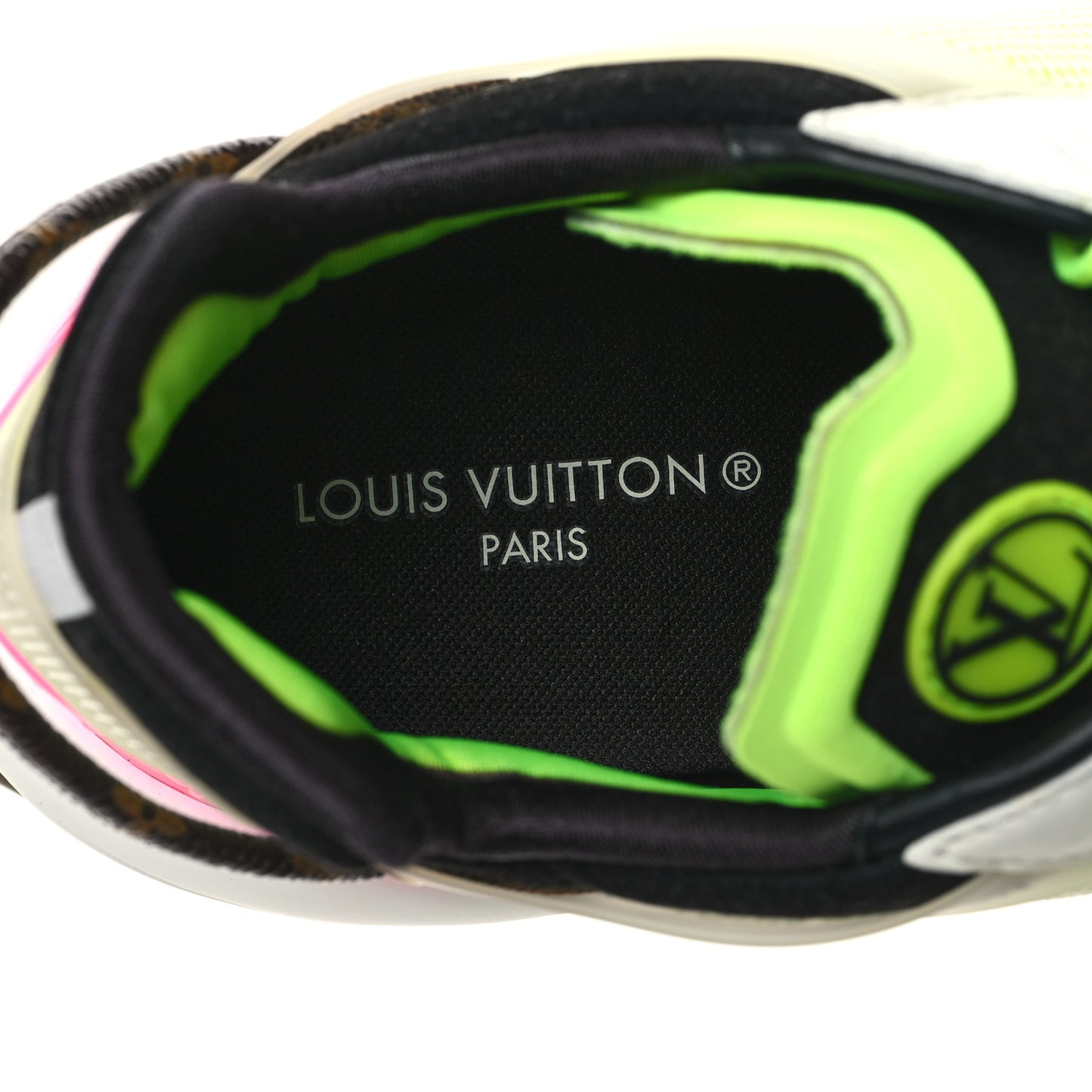 Monogram Calfskin Run 55 Sneakers 40 Pink White Yellow