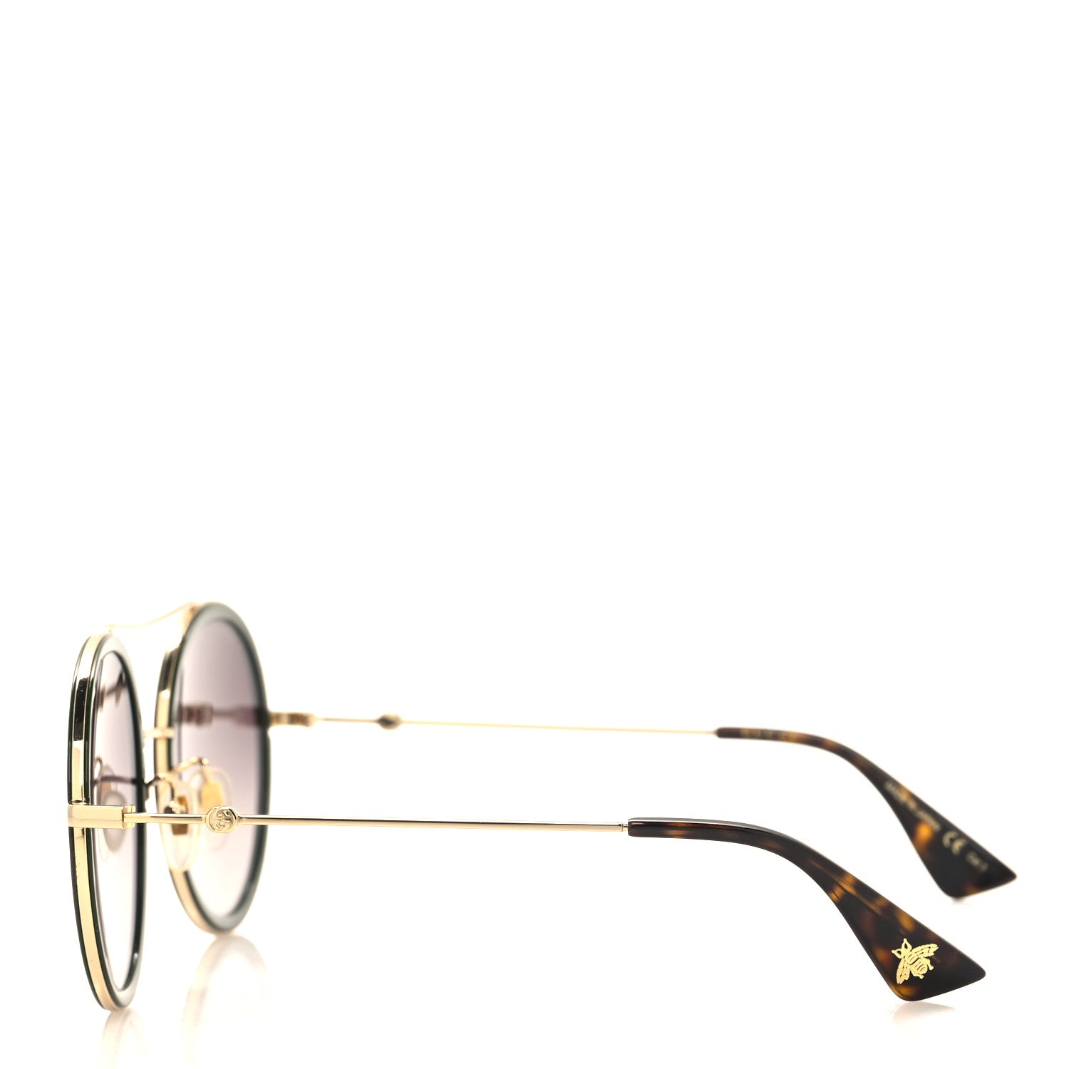 Gucci Metal Round Frame Sunglasses GG0061S Green Red 3 of 9