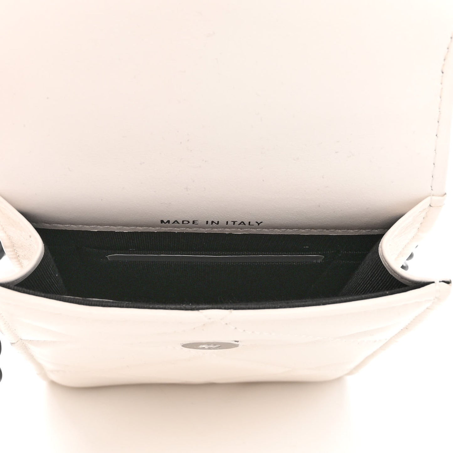 Lambskin Quilted Chanel 19 Phone Holder With Chain White