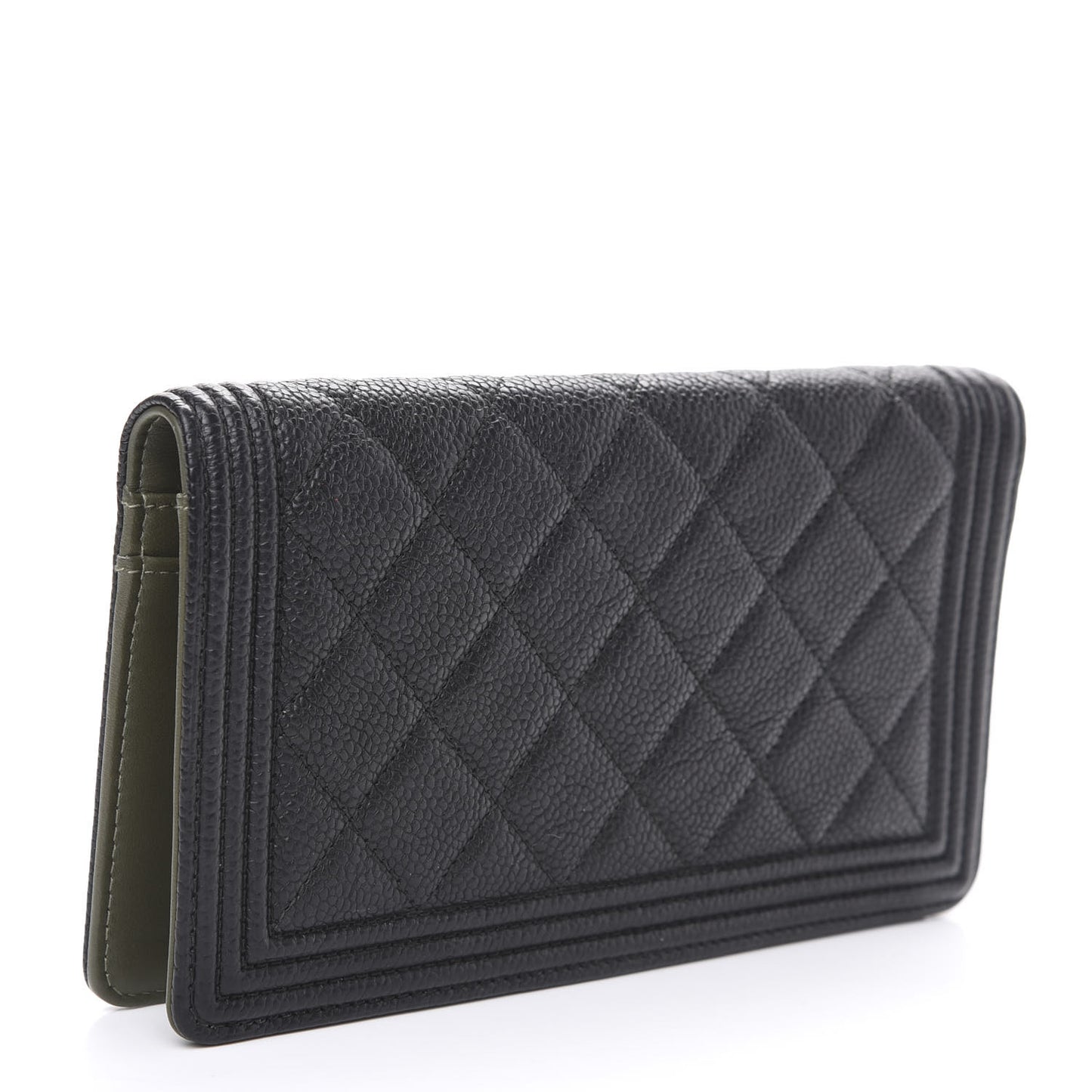 Caviar Quilted Boy Yen Wallet Black