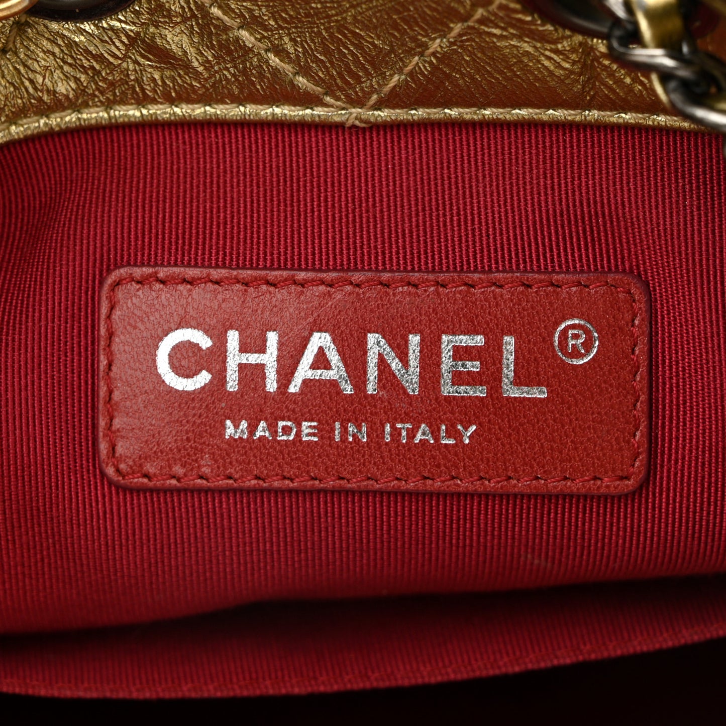 Metallic Lambskin Small Quilted Gabrielle Backpack Gold