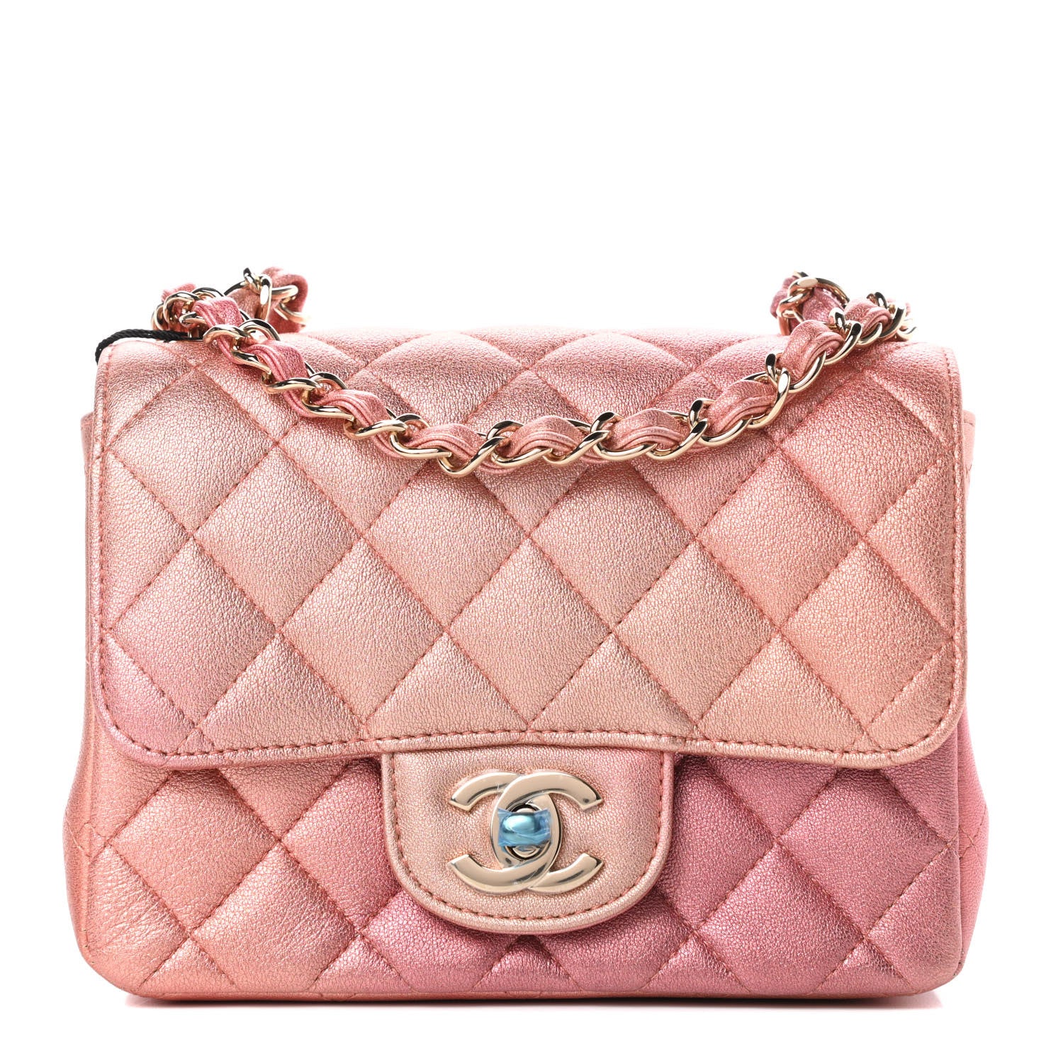 Chanel Metallic Lambskin Quilted Ombre Mini Square Flap Pink 1 of 11