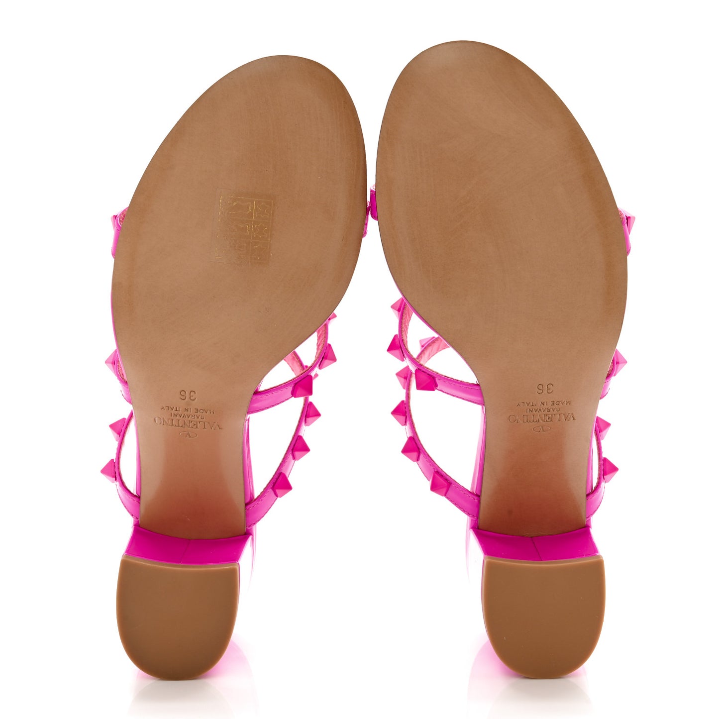 Patent Rockstud 60mm Caged Slide Sandals 36 Pink PP