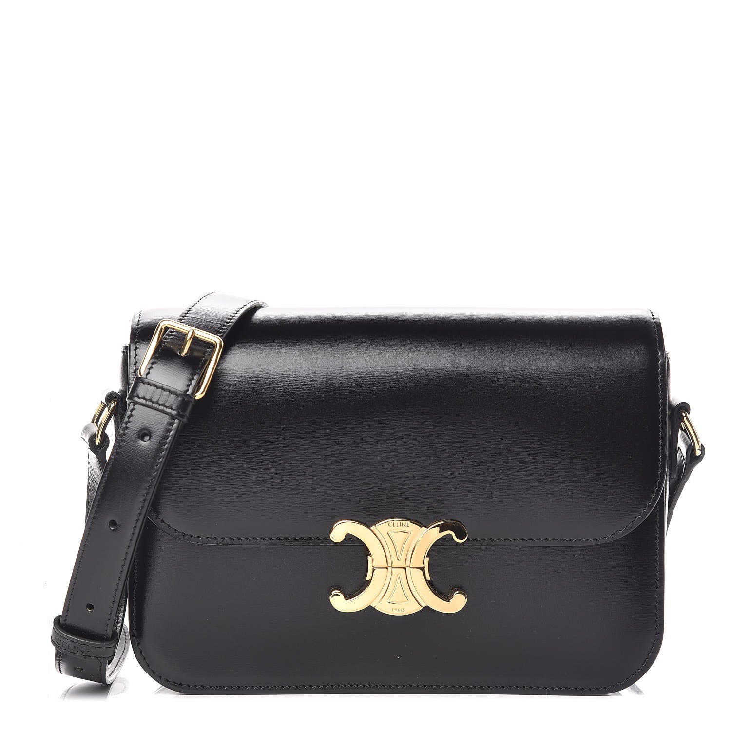 Celine Shiny Calfskin Medium Triomphe Black 1 of 10