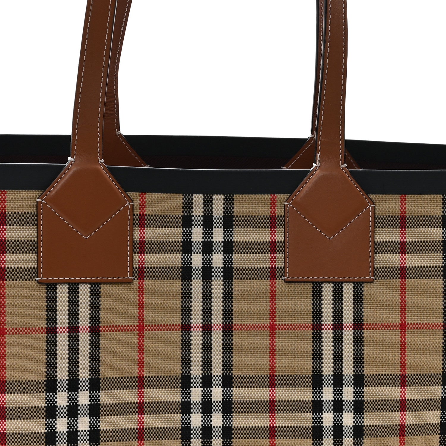 Burberry Cotton Vintage Check Medium London Tote Bag Briar Brown Black 9 of 13