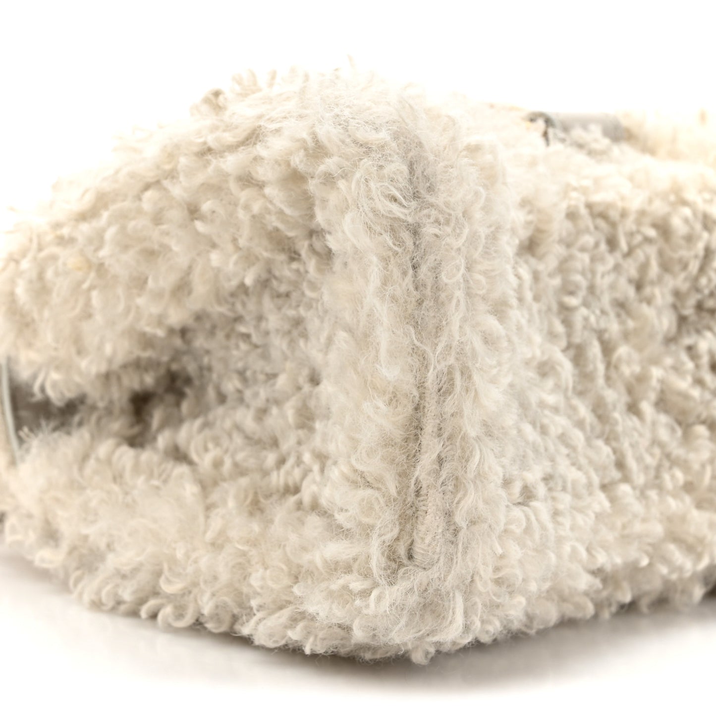 Faux Fur Fluffy Hourglass XS Top Handle Bag Beige