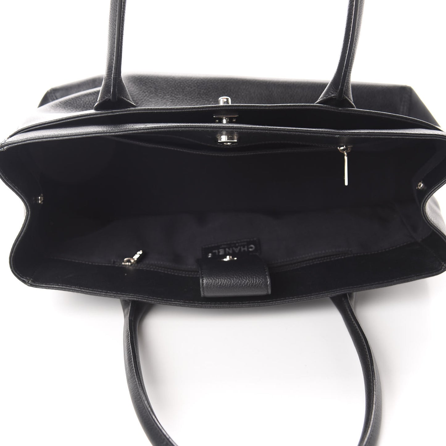 Calfskin Small Cerf Executive Shopper Tote Black