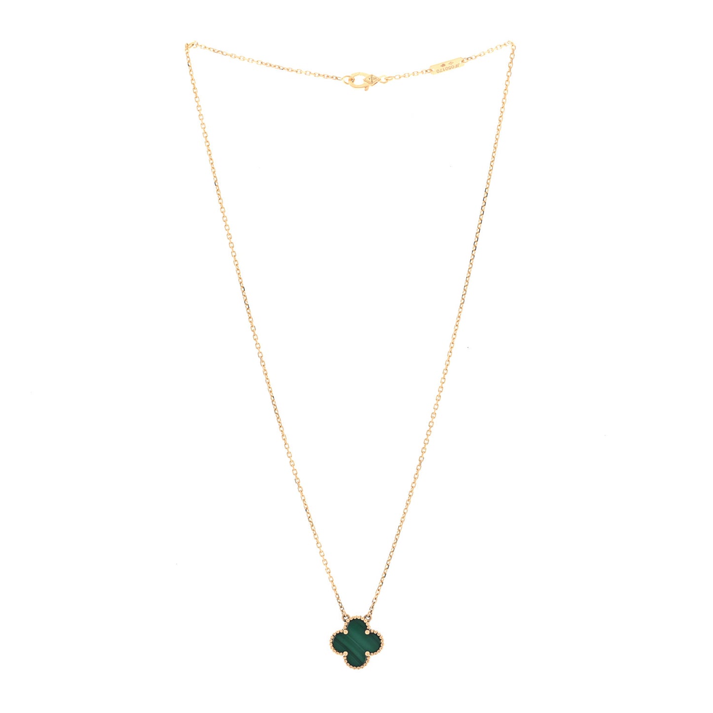 18K Yellow Gold Malachite Vintage Alhambra Pendant Necklace
