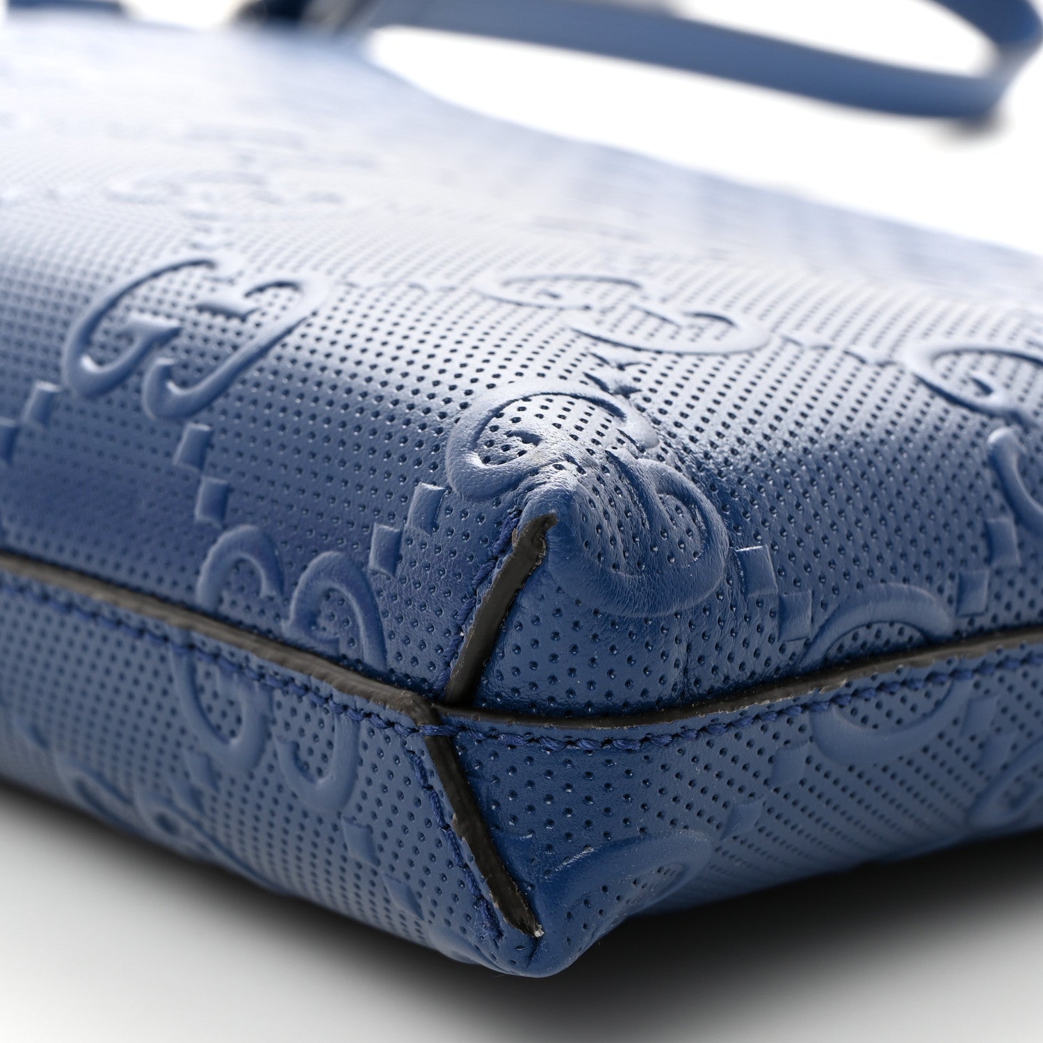 Gucci Calfskin GG Tennis Embossed Medium Wristlet Messenger Bag Intense Metal Blue 10 of 10