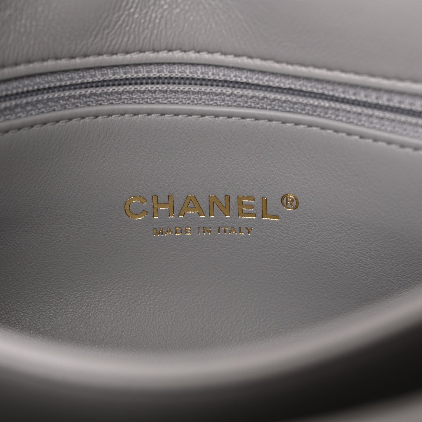 Lambskin Quilted Medium Color Match Flap Grey