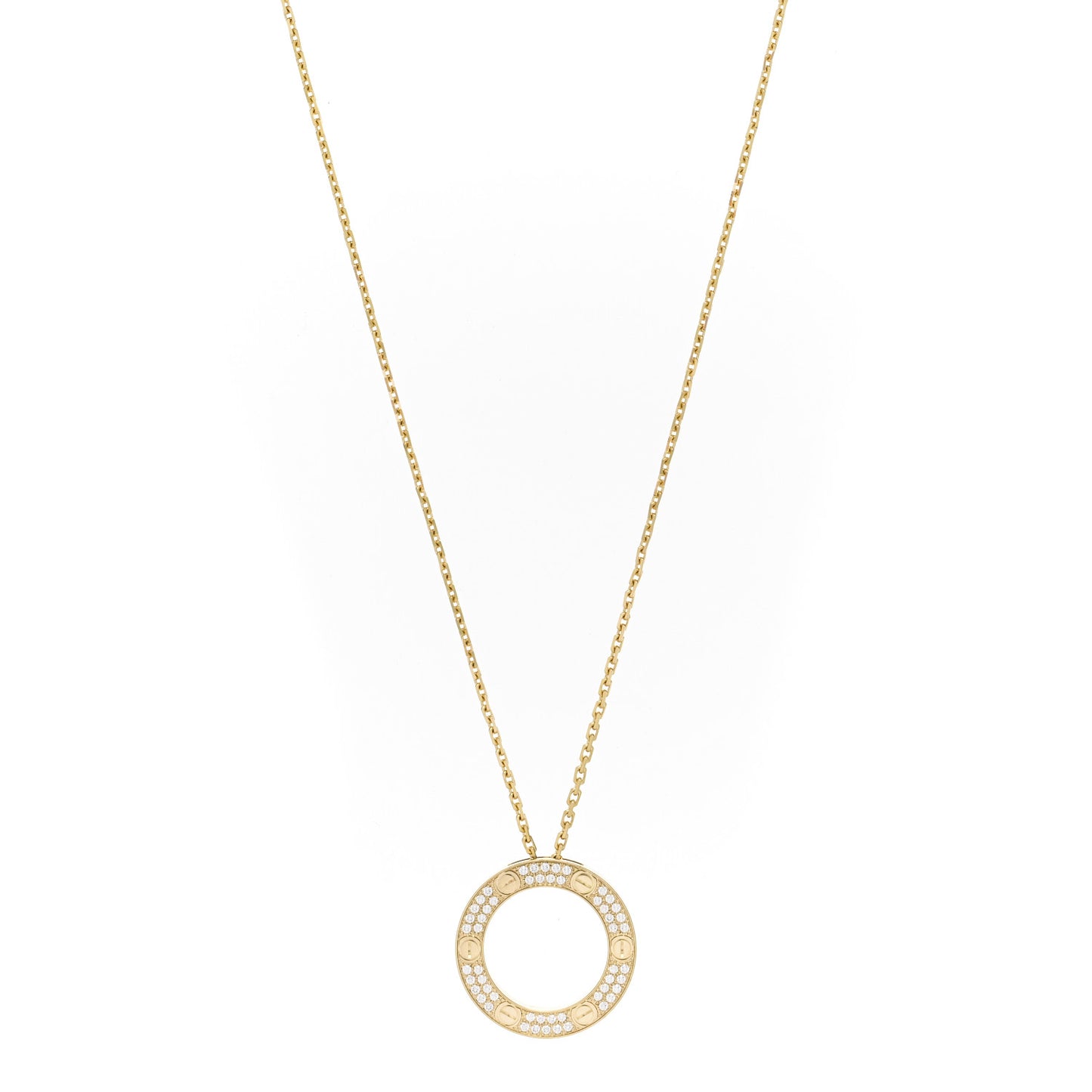 18K Yellow Gold Diamond LOVE Paved Necklace