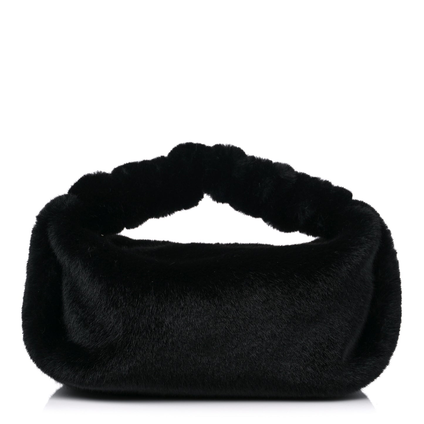 Faux Fur Small Scrunchie Bag Black
