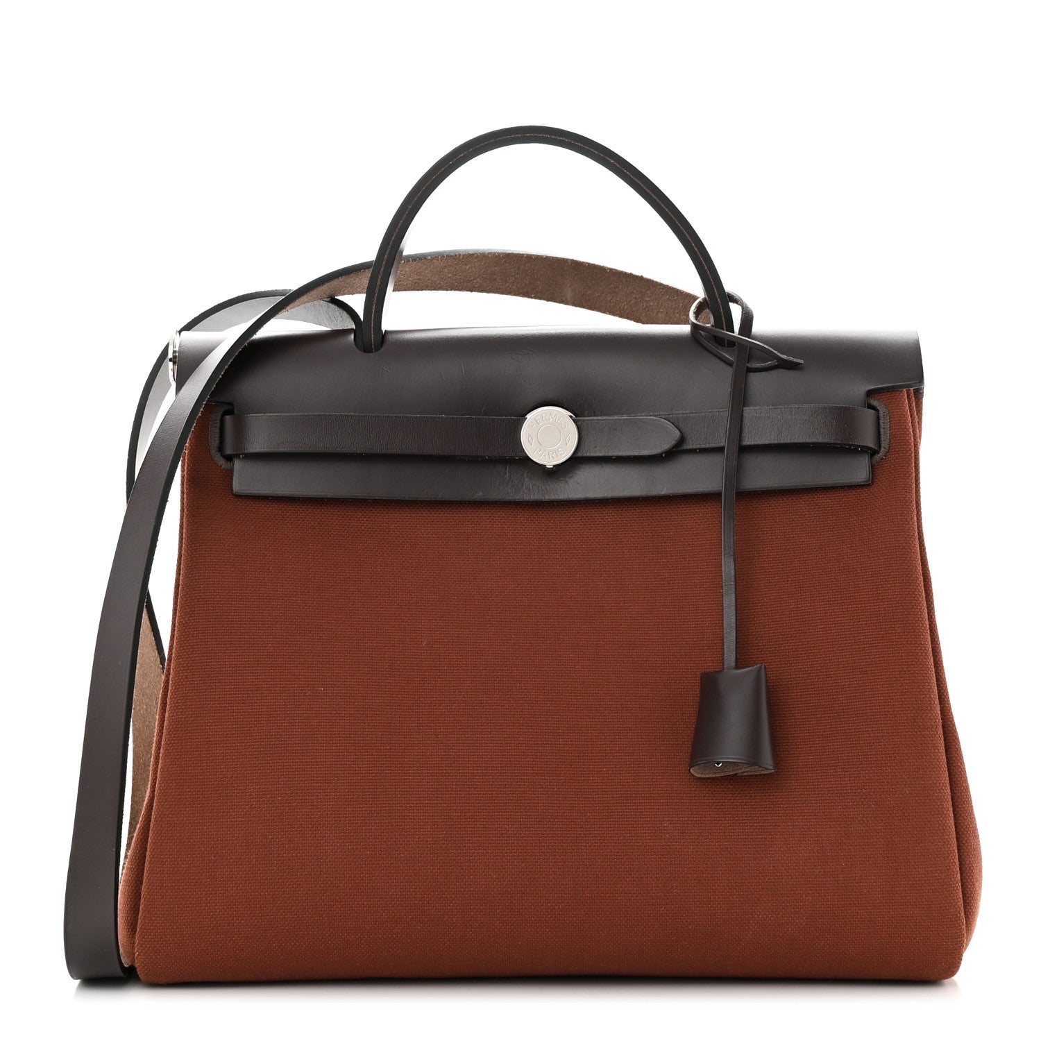 Hermes Vache Hunter Toile Herbag Zip Retourne 31 PM Rouge H Ebene 3 of 13