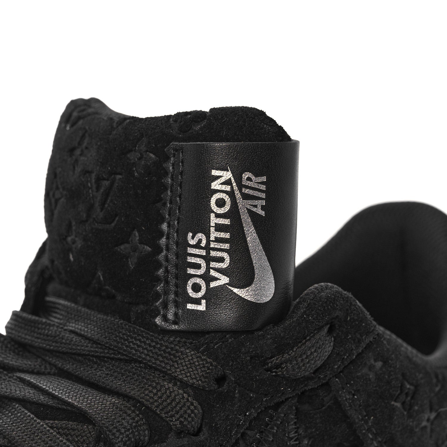 Louis Vuitton X NIKE AIR FORCE 1 Suede Calfskin Monogram Mens Low Top Sneakers 8 Black 9 of 12