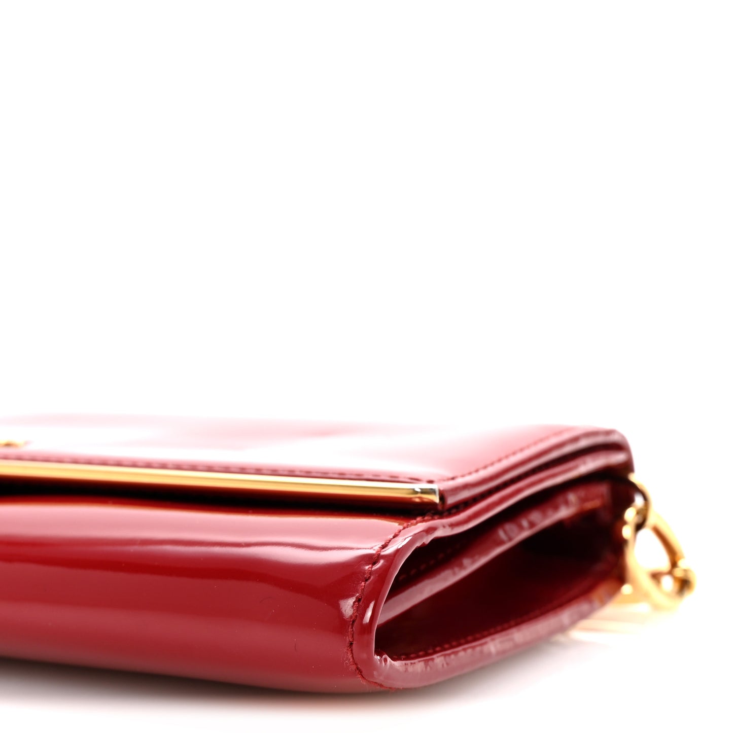Vernice Metal Bar Chain Wallet Fuoco