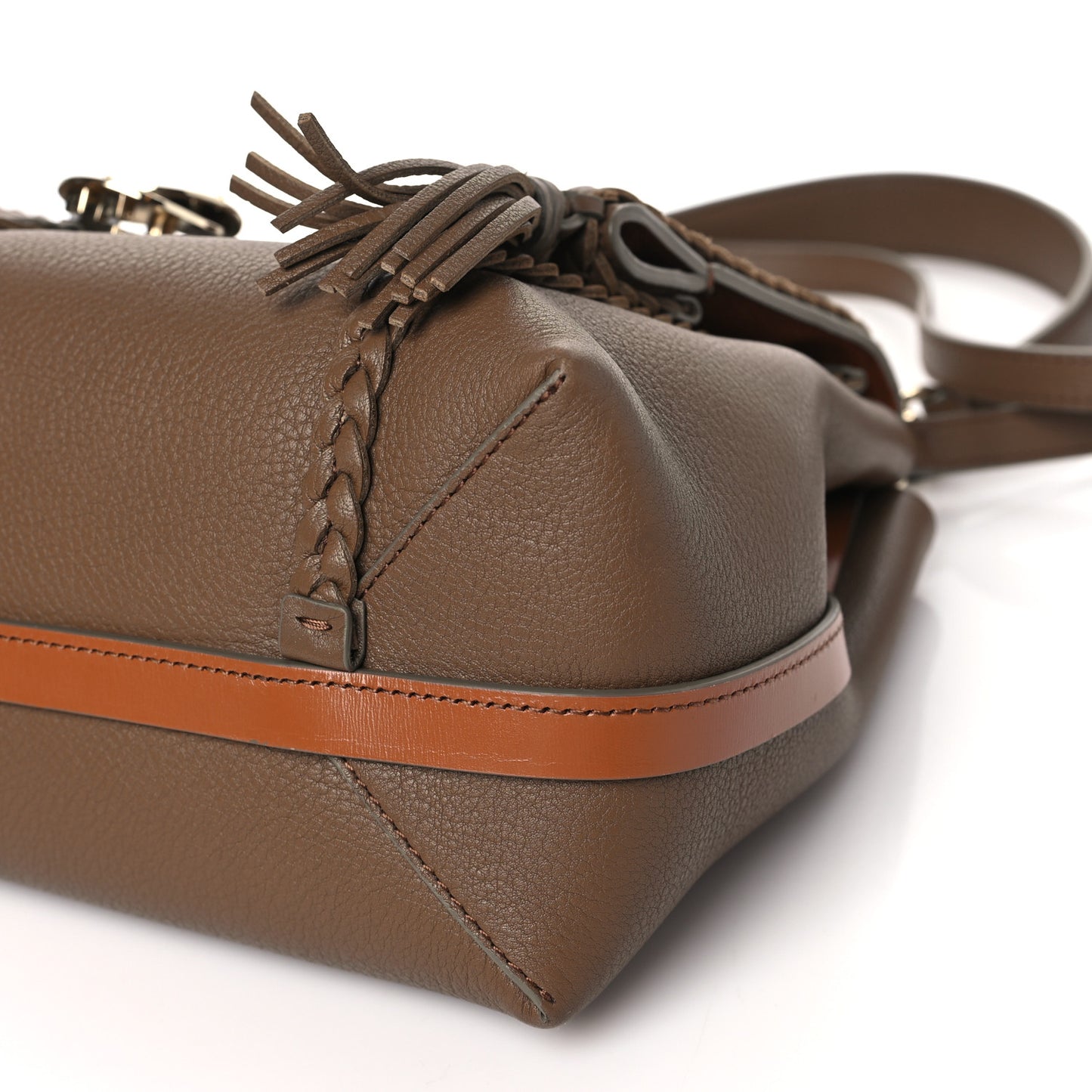 Grained Calfskin Medium Penelope Shoulder Bag Nut