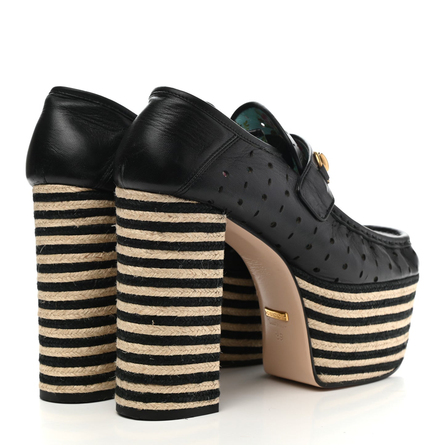 Calfskin Perforated Vegas Espadrille Platform Loafers 39 Black