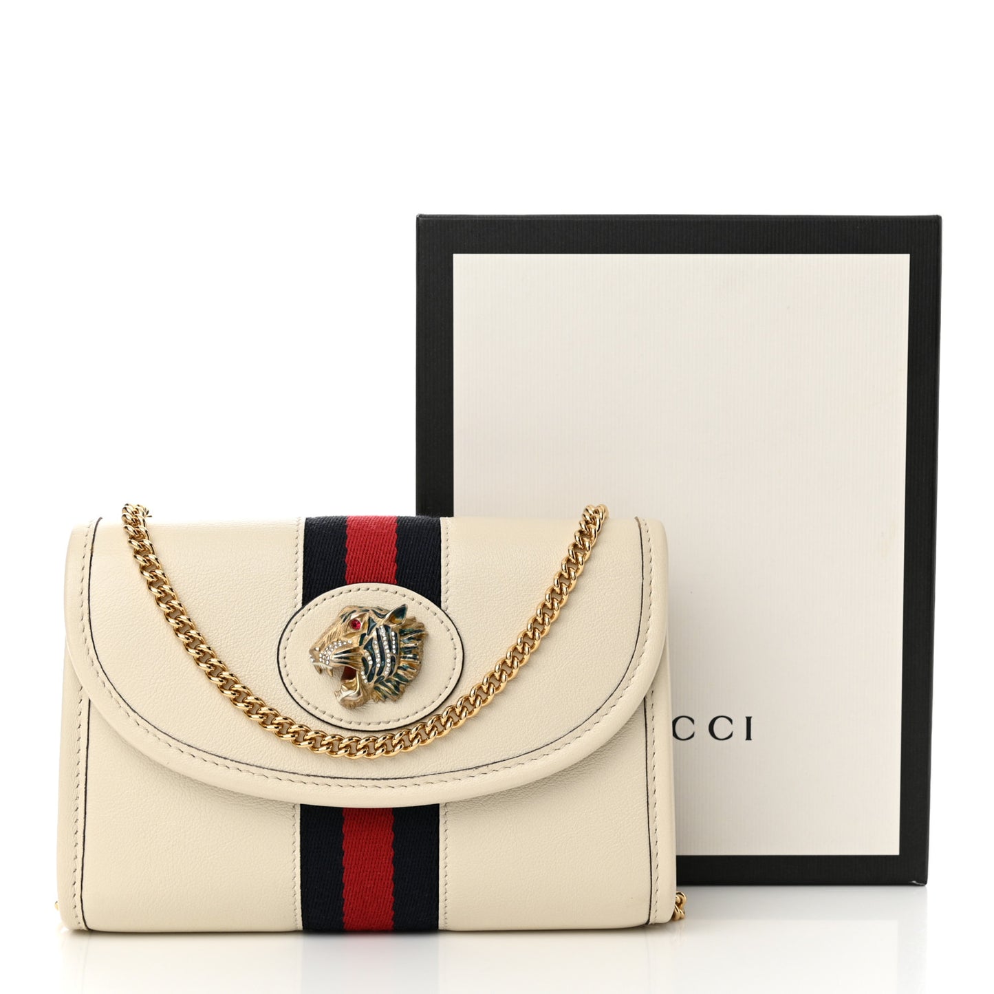 Textured Calfskin Web Mini Rajah Slim Flap Shoulder Bag Mystic White