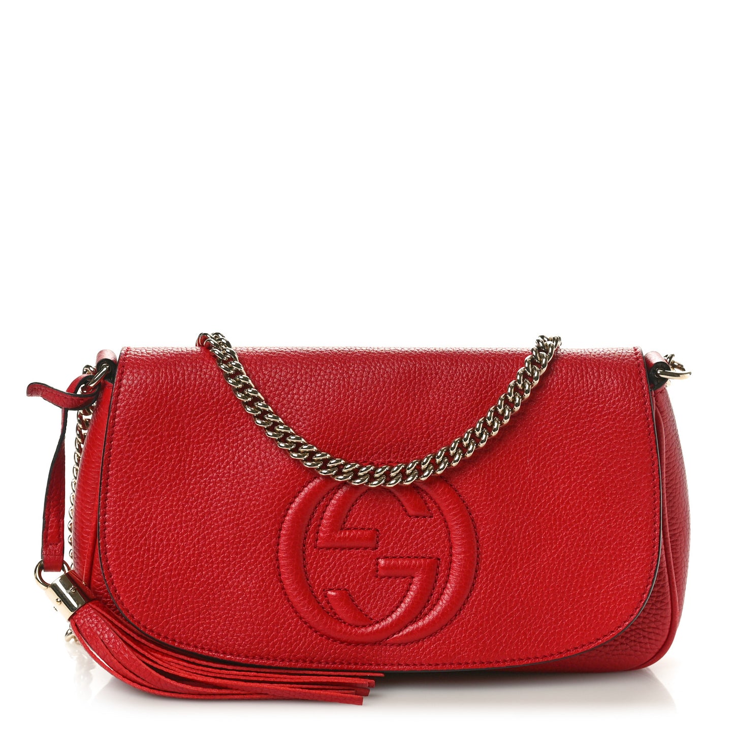 Pebbled Calfskin Medium Soho Flap Crossbody Vibrant Red