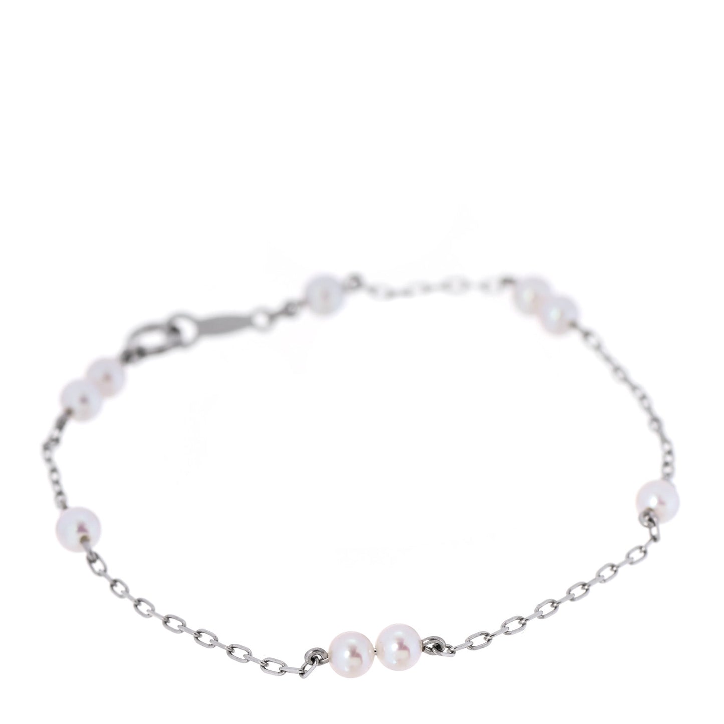 18K White Gold Akoya Pearl 3.5-4mm Station Bracelet