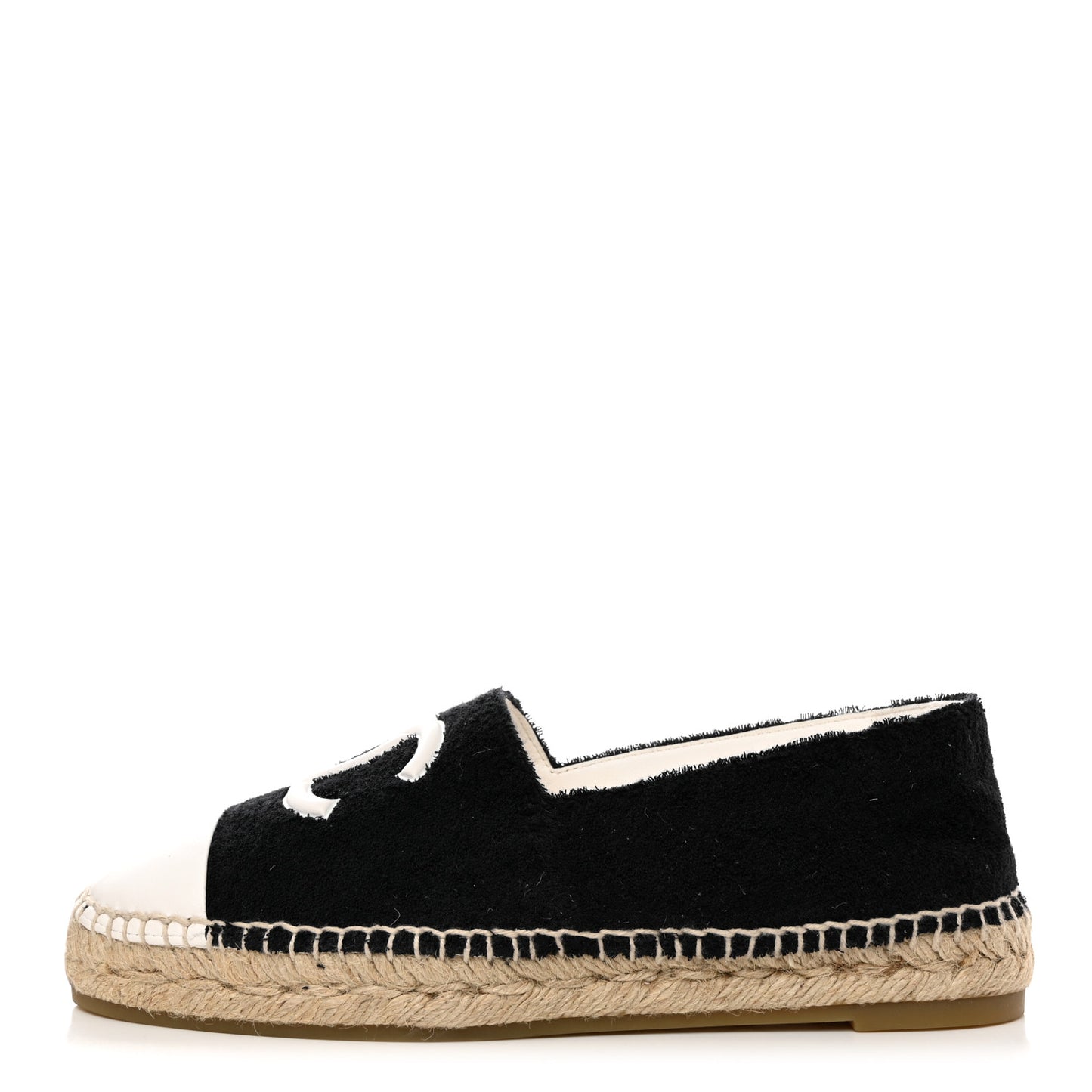 Cotton Lambskin CC Espadrilles 39 Black White