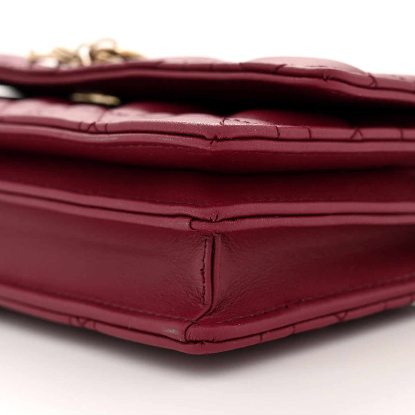 Lambskin Cannage Mini My Dior Top Handle Clutch Burgundy