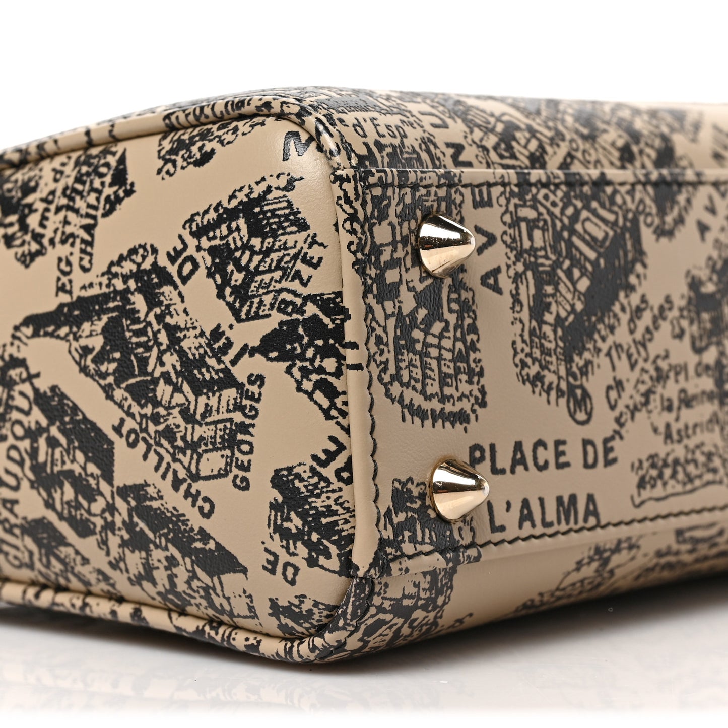Smooth Calfskin Plan de Paris Printed Small My ABCDior Lady Dior Beige Black